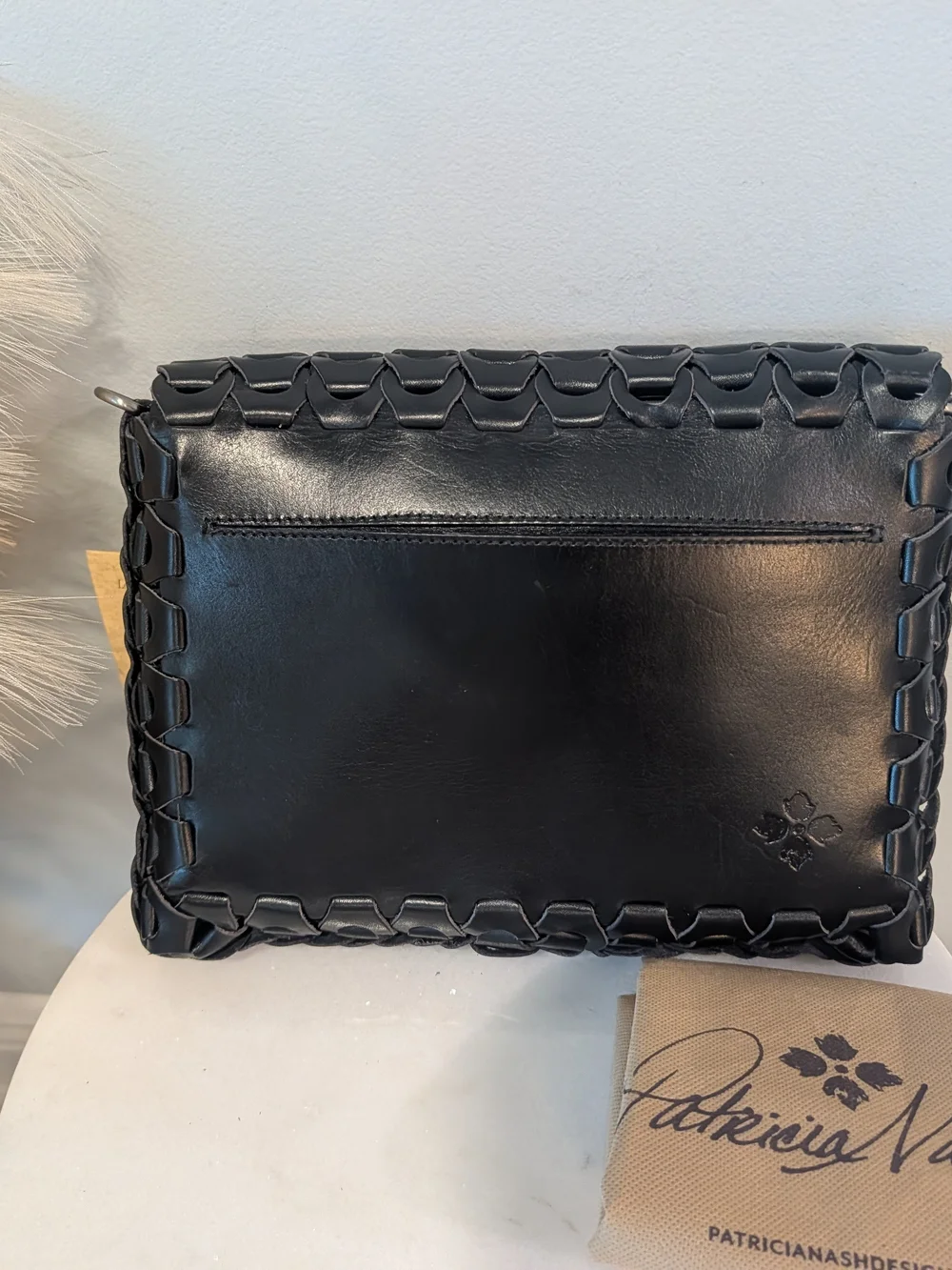 *New* Patricia Nash porticci  Crossbody Black Woven Leather Chain link Bag